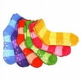 thumbnail image 1 of Gilbin Kids Super Soft Fuzzy Anti Grip Socks, Striped, 6 Pair (2-3), 1 of 1