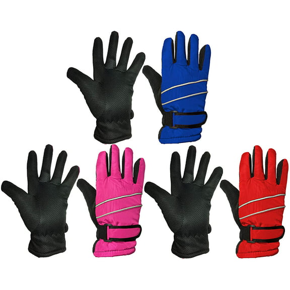 Gilbin Kids Thinsulate Outdoors Ski Winter Gloves Anti-skid design 3 Pack 10-14 Years(Red Pink Blue)
