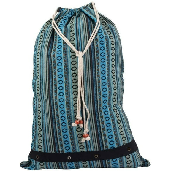 Gilbin Large Spacious 23”X35” Drawstring Heavy Duty Laundry Duffle Bag with Shoulder Strap and Drawstring Closure(Blue)