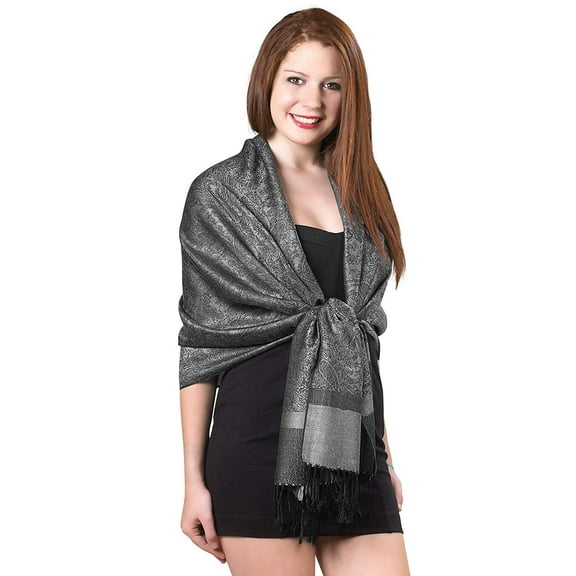 Gilbin Luxurious Paisley Design 28 x 70 Silk Blend Pashmina Shawl Wrap