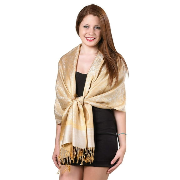 Gilbin Luxurious Paisley Design 28 x 70 Silk Blend Pashmina Shawl Wrap