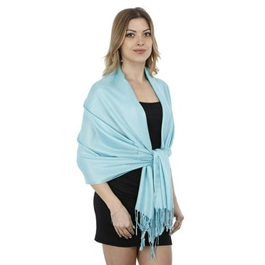 Gilbin Luxurious Women's Silky Scarf Large Soft Cozy Pashmina Shawls Solid Colors Soft Pashmina Shawl Wrap Stole(Aqua)