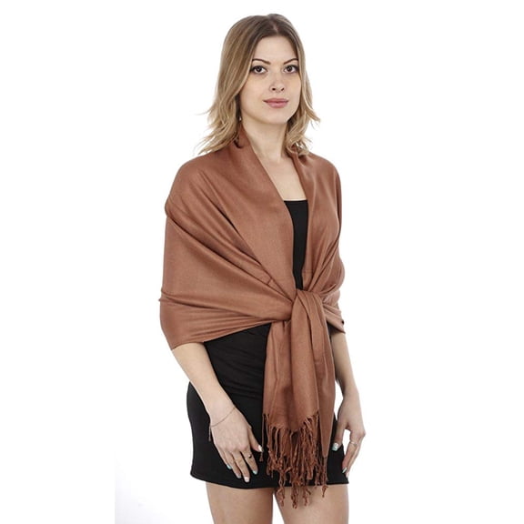 Gilbin Luxurious Women's Silky Scarf Large Soft Cozy Pashmina Shawls Solid Colors Soft Pashmina Shawl Wrap Stole(Coffee)