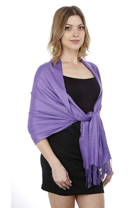 Luxurious Women's Silky Scarf Large Soft Cozy Pashmina Shawls Solid Colors Soft Pashmina Shawl Wrap Stole(Purple)