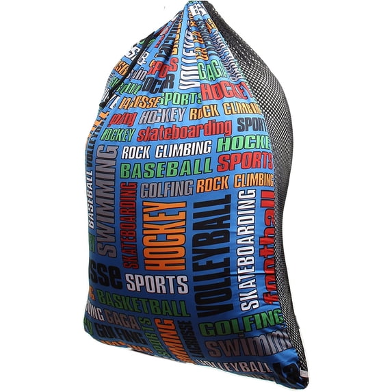Gilbin Matching Mesh Laundry Or Sock Bag with Drawstring for Sleep Away Camp (Laundry Bag Sports Graffiti)