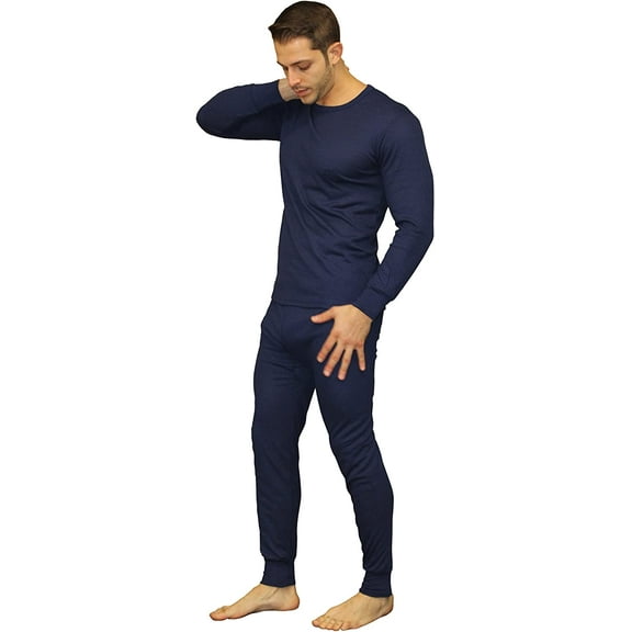 Gilbin Men's Ultra Soft Thermal Underwear Long Johns Sets 2pc Top and Pants Base Layer Set Thermal Underwear Set for men (Navy Large)