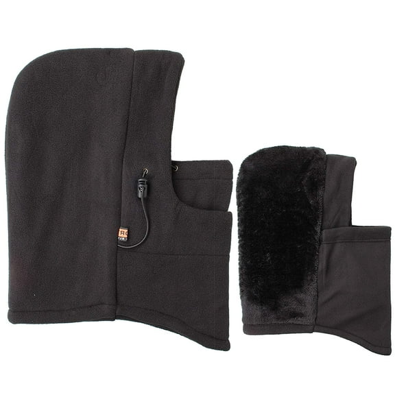 Gilbin Thermal Fleece Balaclava Hat Hood Police SWAT Ski Bike Wind Stopper Mask (Black With Furry Interior)