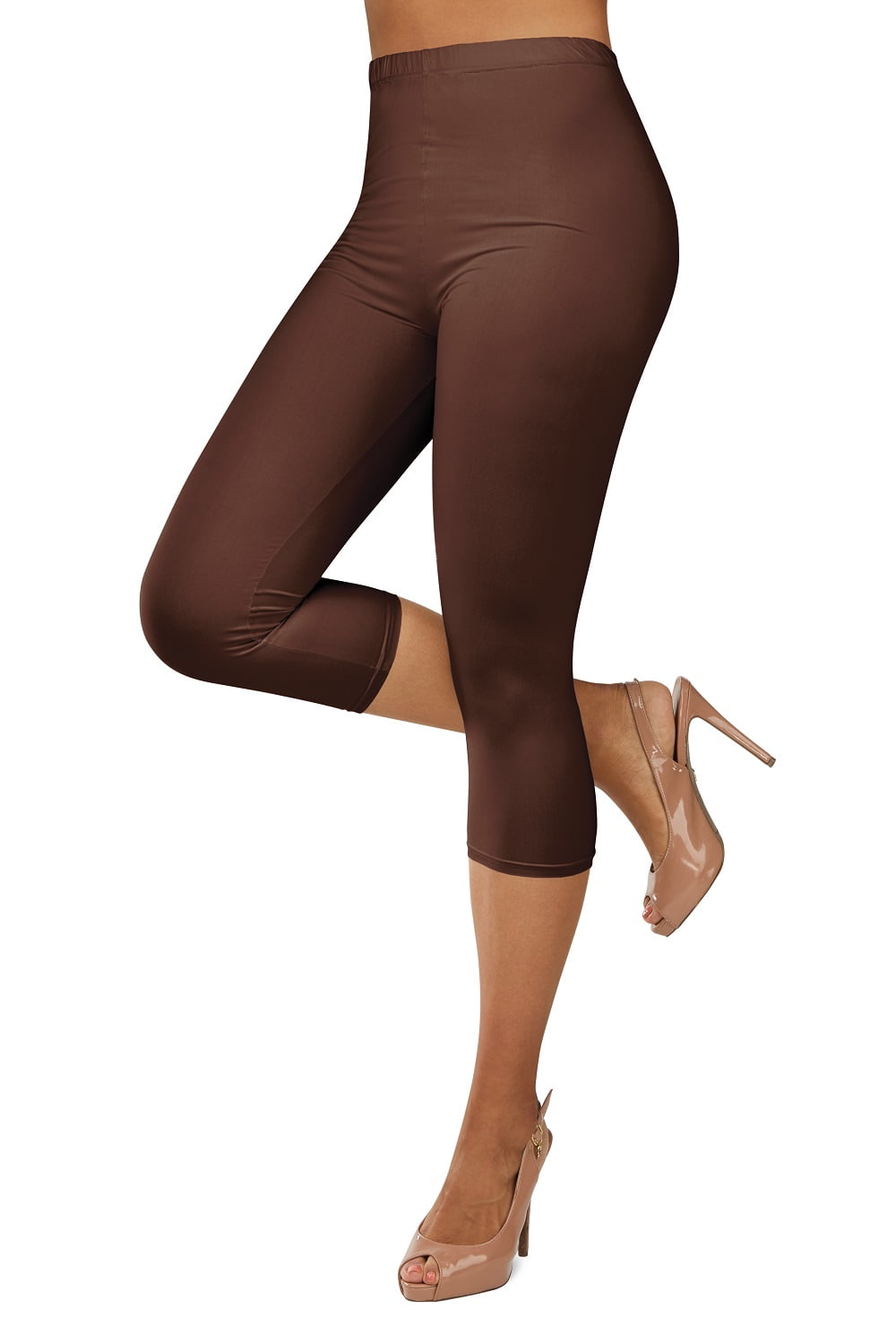 Gilbin Ultra Soft Capri High Waist Leggings for Women-Many Colors -One Size  & Plus Size (Black S-L) 