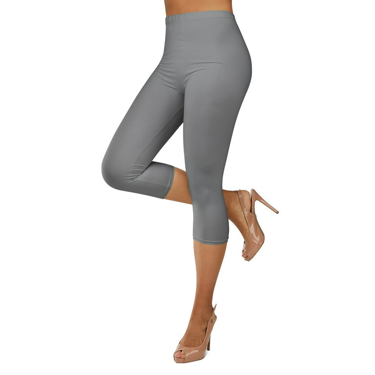 Gilbin Ultra Soft Capri High Waist Leggings for Women-Many Colors -One Size  & Plus Size (Charcal 3X-5X) 
