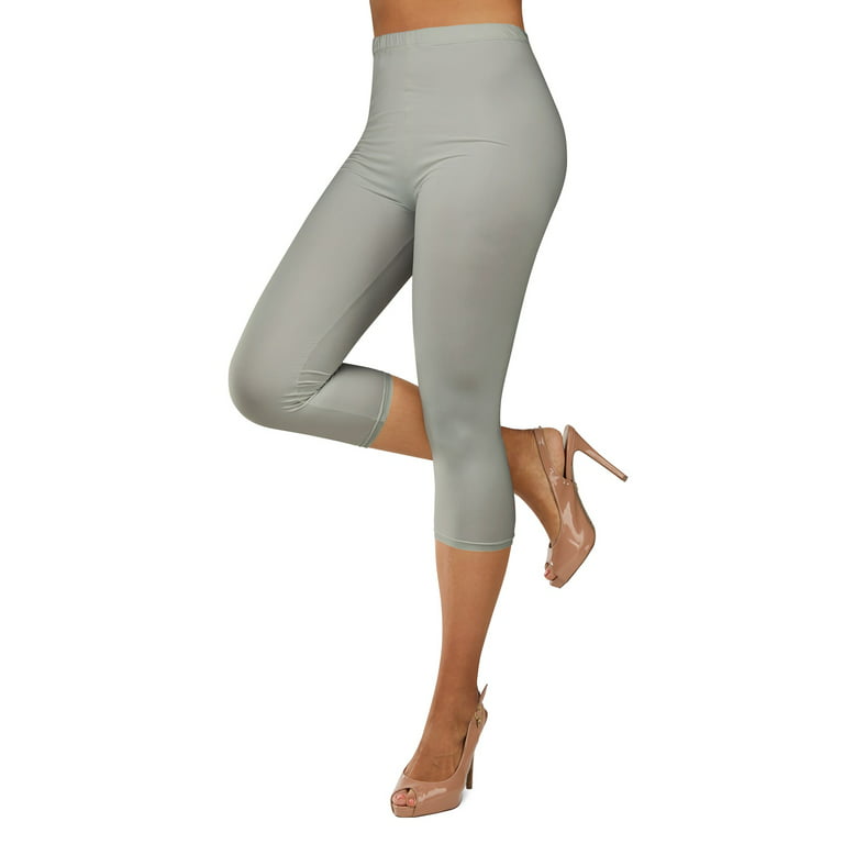 Gilbin Ultra Soft Capri High Waist Leggings for Women-Many Colors -One Size  & Plus Size (Gray 1X-2X) 