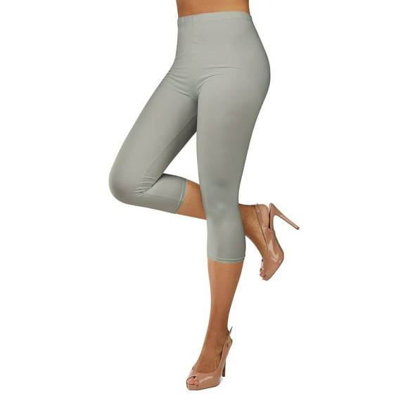 Gilbin Ultra Soft Capri High Waist Leggings for Women-Many Colors -One Size & Plus Size (Gray 3X-5X)