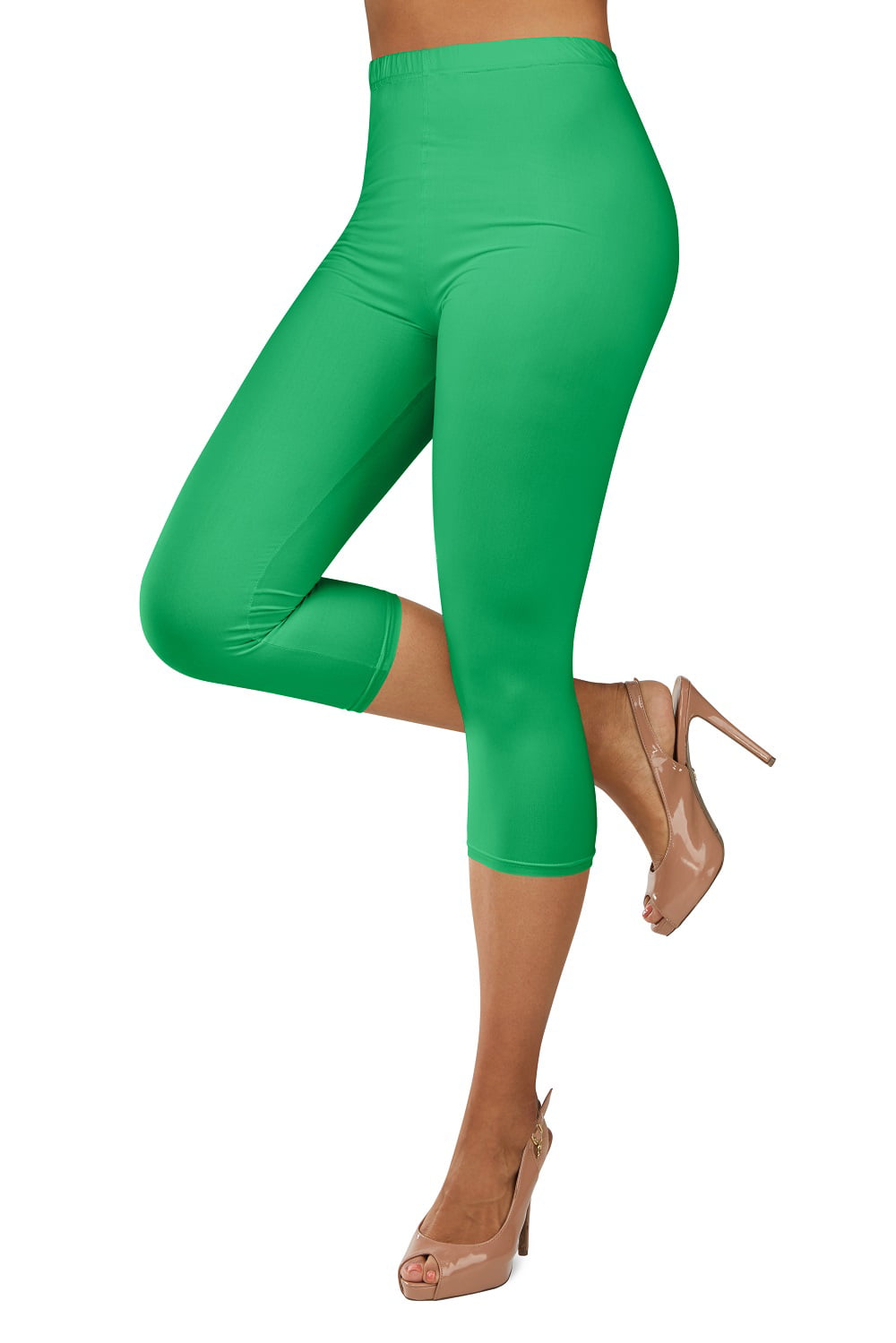 Gilbin Ultra Soft Capri High Waist Leggings for Women-Many Colors -One Size  & Plus Size (Green 3X-5X)