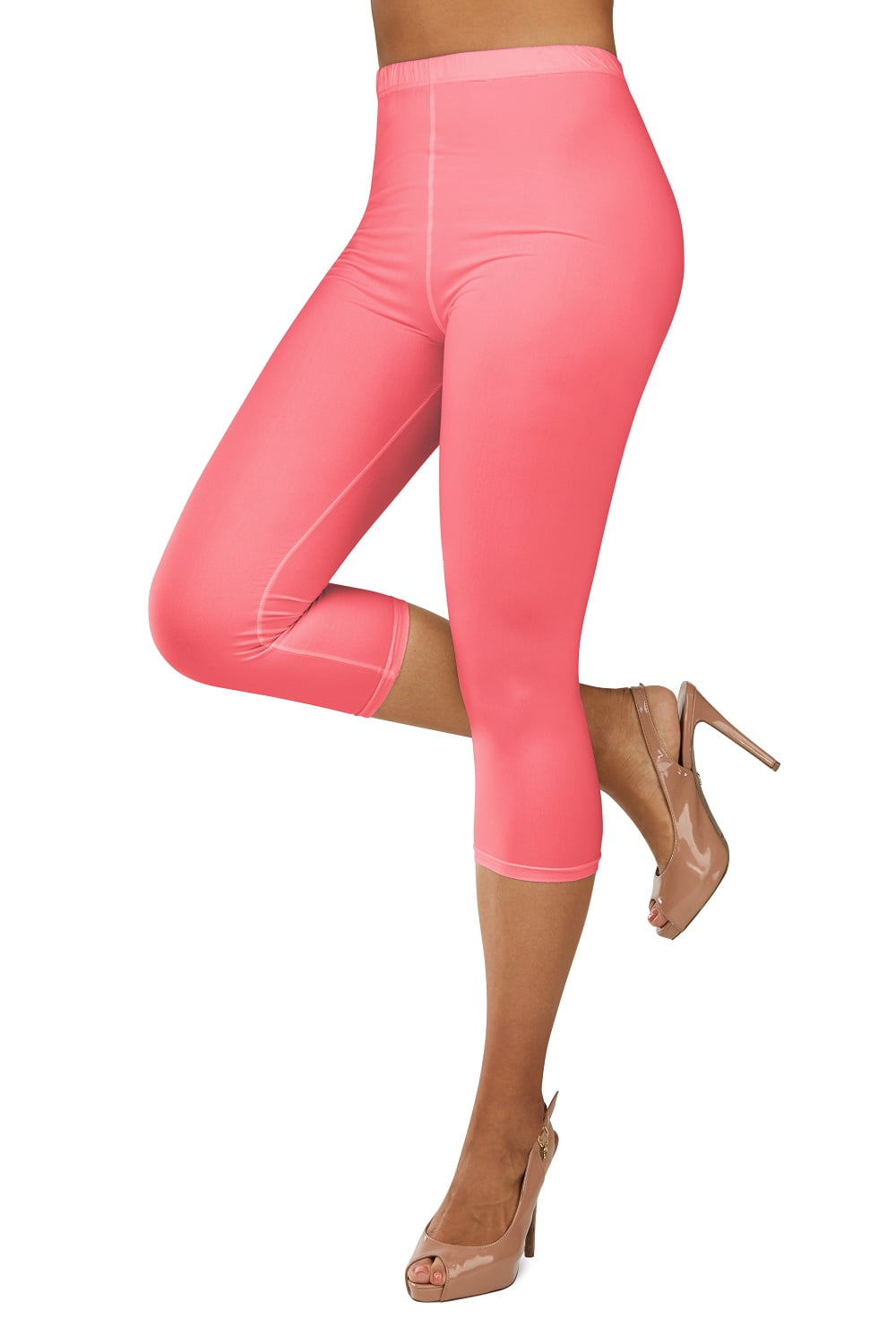 Gilbin Ultra Soft Capri High Waist Leggings for Women-Many Colors -One Size  & Plus Size (Nude S-L) 