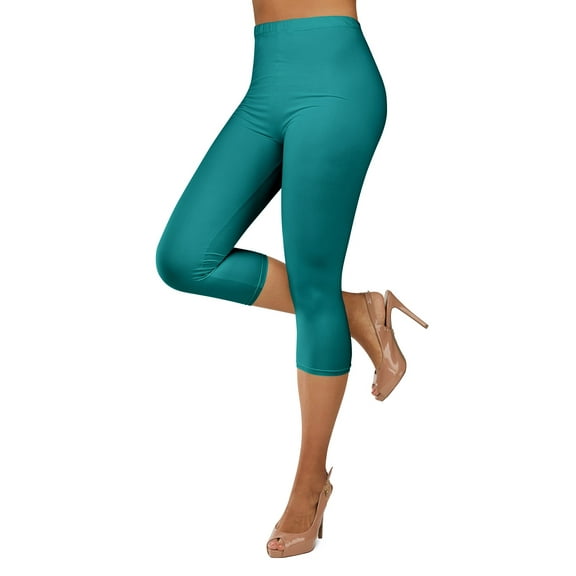 Gilbin Ultra Soft Capri High Waist Leggings for Women-Many Colors -One Size & Plus Size (Turqoise S-L)