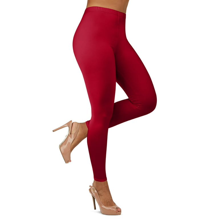 Gilbin Ultra Soft High Waist Leggings for Women-Many Colors -One Size &  Plus Size (Burgundy S-L)