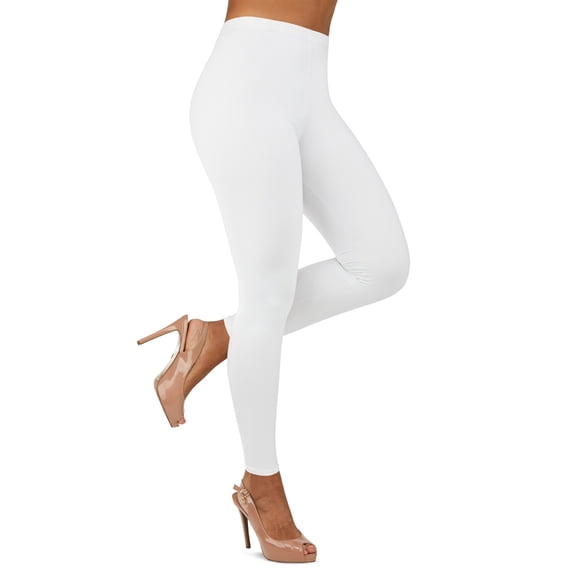 Gilbin Ultra Soft High Waist Leggings for Women-Many Colors -One Size & Plus Size (White S-L)