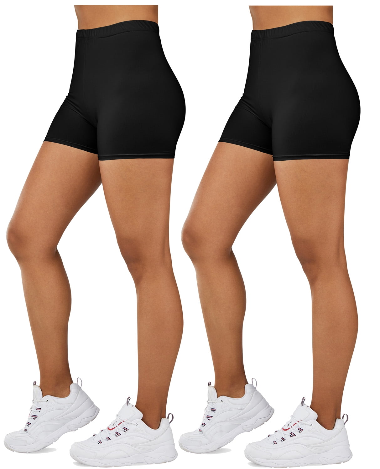 Gilbin Ultra Soft High Waist Yoga Stretch Mini-Bike Shorts Leggings for  Women-Many Colors-One Size & Plus Size 2 Pack (White S-L) 