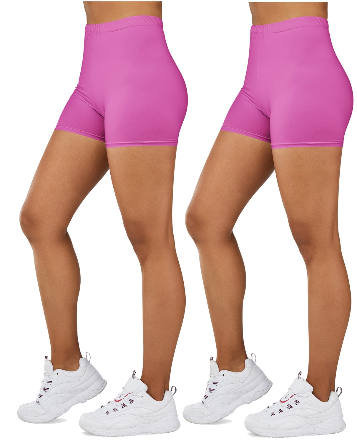 Gilbin Ultra Soft High Waist Yoga Stretch Mini-Bike Shorts Leggings for  Women-Many Colors-One Size & Plus Size 2 Pack (Pink 1X-2X)
