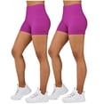 thumbnail image 1 of Gilbin Ultra Soft High Waist Yoga Stretch Mini-Bike Shorts Leggings for Women-Many Colors-One Size & Plus Size 2 Pack (Purple S-L), 1 of 5