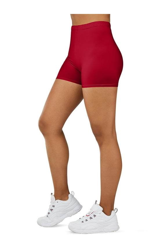 Ultra Soft High Waist Yoga Stretch Mini-Bike Shorts for Women-Many Colors-One Size & Plus Size (Burgundy 1X-2X)