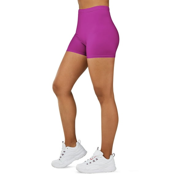 Gilbin Ultra Soft High Waist Yoga Stretch Mini-Bike Shorts for Women-Many Colors-One Size & Plus Size (Purple 1X-2X)