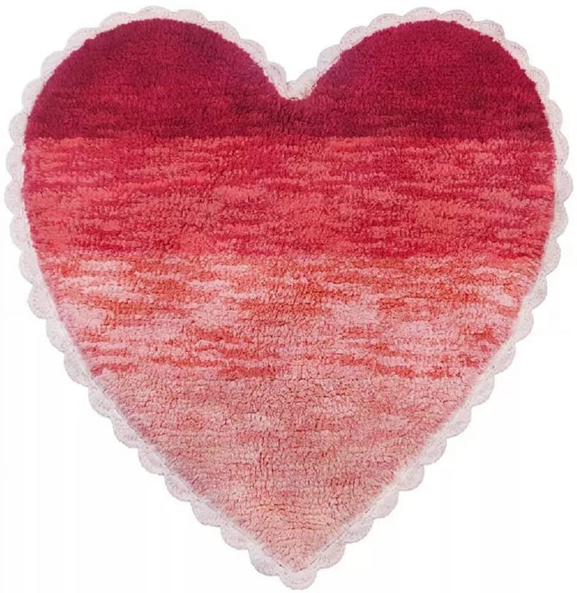 Gilbin Valentine's Day Heart Shaped Water Absorbent Bathroom Vanity Bath Rug 23"x23" 100% Cotton Bath Spa Mat Accent Carpet Rug