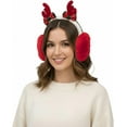 thumbnail image 1 of Gilbin Winter Warm Furry Reindeer Ear Warmer – Foldable Plush Christmas Earmuffs for Women, Men & Kids, 1 of 4