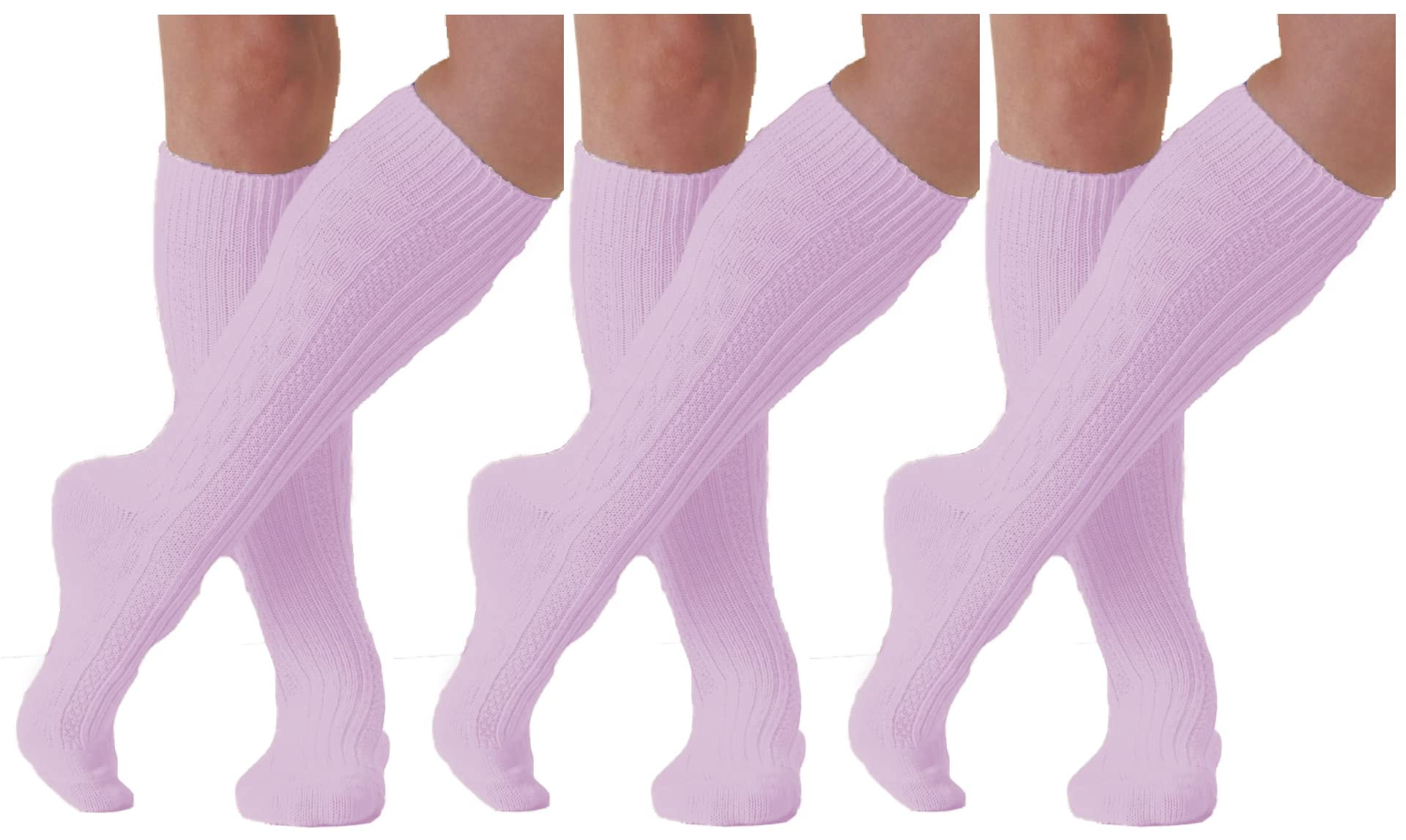 Women's Girls Classic Cable Knit Acrylic Knee High Socks School