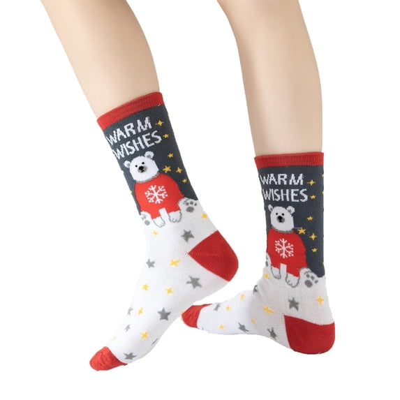Gilbin Women Holiday Christmas Socks Crew Socks Xmas Holiday Cozy Socks Christmas Gifts Socks, Christmas Gift, Size 9-11