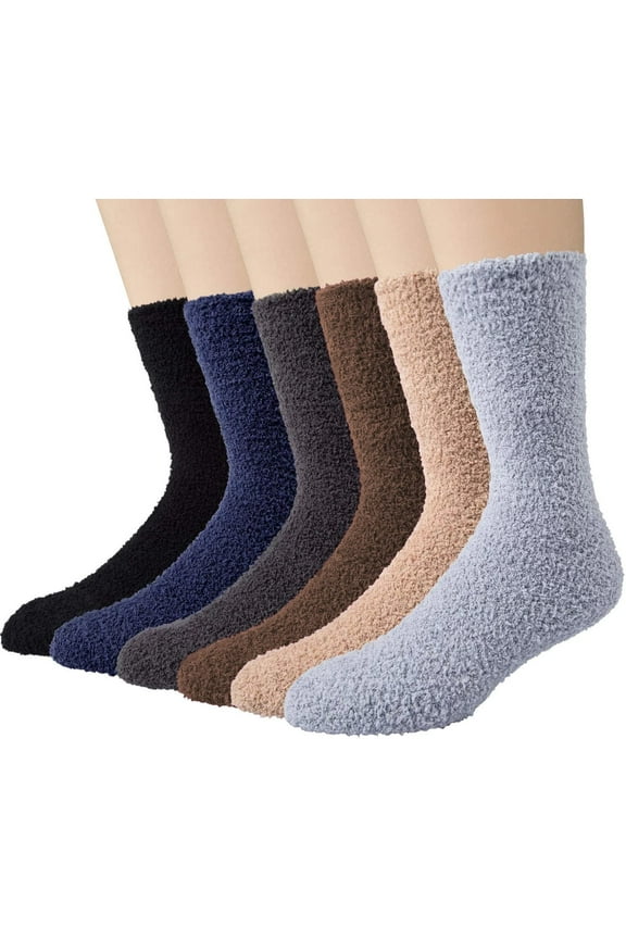 Women Super Soft Toasty Fuzzy Warm Cozy Plush Slipper Grip Socks 6 Pack (9-11)