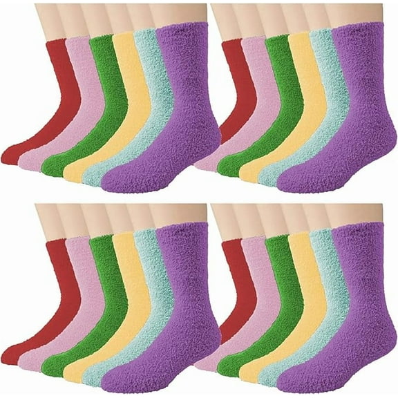 Gilbin Women’s 18 Pairs Fuzzy Socks with Grips – Non-Slip Skid Slipper Socks, Warm Cozy Winter Crew Socks for Home, Sleep, Hospital, Lounge, Indoor Wear