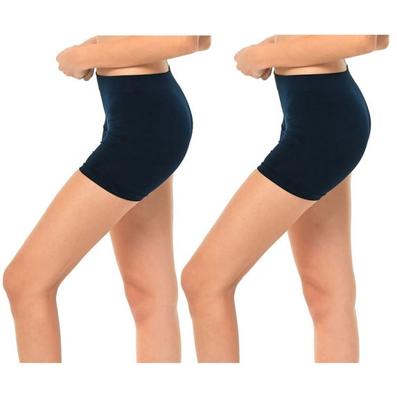 Gilbins 2 Pack Women's Seamless Stretch Yoga Exercise Shorts Navy