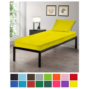 Gilbins 30" x 75" Cot Size 2-Piece Bed Sheet Set, Made of Ultra Soft Cotton, Perfect for Camp Bunk Beds/RVs/Guest Beds (Yellow)