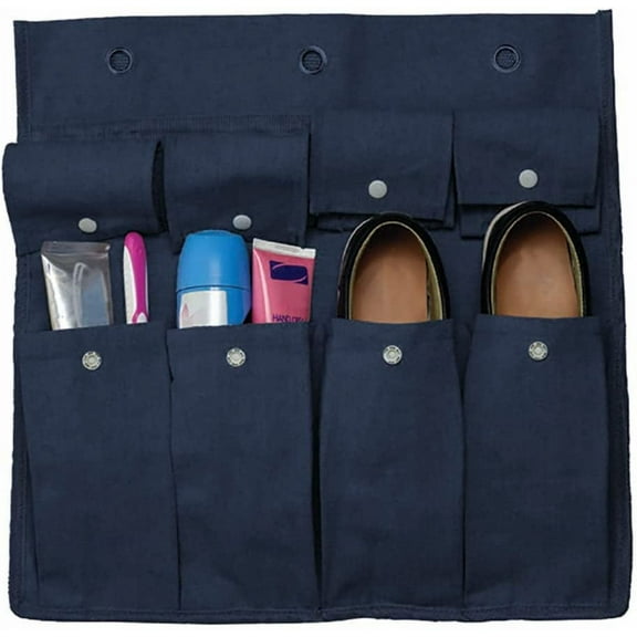 Gilbins Bedside Storage Caddy Cotton Canvas Bed Storage Pocket Bedside Organizer Hanging Bunk Organizer for Camp, College Dorm Rooms Navy