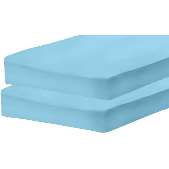 Gilbins Cot Size 30" x 75" Fitted Sheet, Made of Cotton, Perfect for Camp Bunk Beds / RVs / Guest Beds (2 Pack Blue)