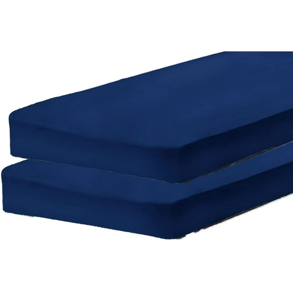 Gilbin 2-Piece 180 Thread Count Navy Poly Cotton Bed Sheet Set, Cot Size – Wrinkle Resistant