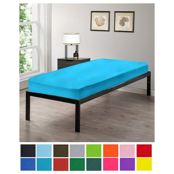 Gilbins Cot Size 30" x 75" Fitted Sheet, Made of Ultra Soft Cotton, Perfect for Camp Bunk Beds/RVs/Guest Beds Blue