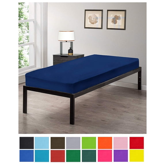 Gilbins Cot Size 30" x 75" Fitted Sheet, Made of Ultra Soft Cotton, Perfect for Camp Bunk Beds/RVs/Guest Beds Navy