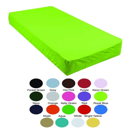 Gilbins Cot Size 30" x 75" Fitted Sheet, Made of Ultra Soft Cotton, Perfect for Camp Bunk Beds/RVs/Guest Beds Neon Green