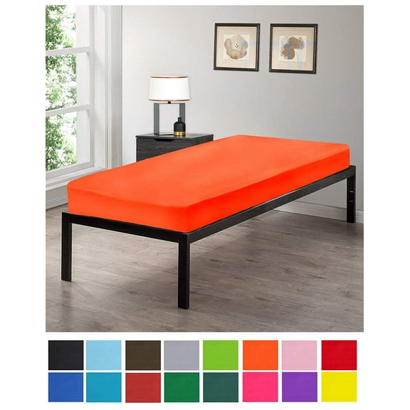 Gilbins Cot Size 30" x 75" Fitted Sheet, Made of Ultra Soft Cotton, Perfect for Camp Bunk Beds/RVs/Guest Beds Orange