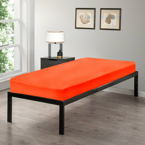 Gilbins Cot Size 30" x 75" Fitted Sheet, Made of Ultra Soft Cotton, Perfect for Camp Bunk Beds/RVs/Guest Beds Orange