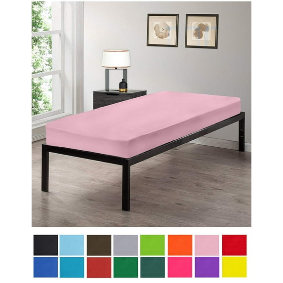 Gilbins Cot Size 30" x 75" Fitted Sheet, Made of Ultra Soft Cotton, Perfect for Camp Bunk Beds/RVs/Guest Beds Pink
