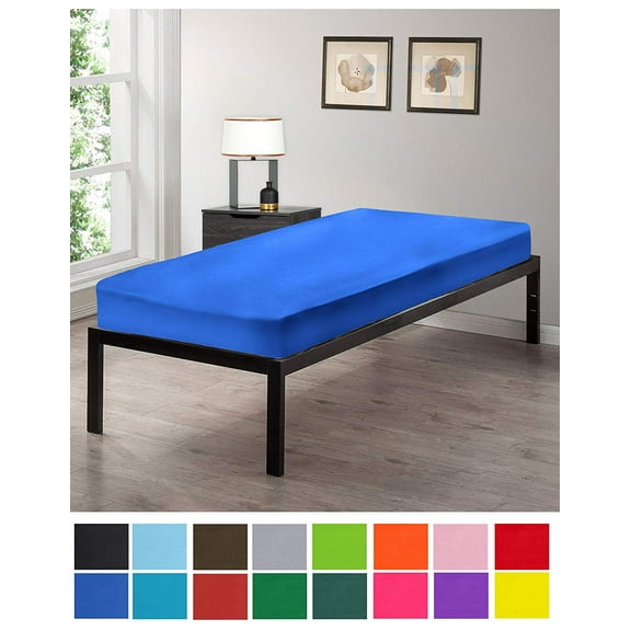 Gilbins Cot Size 30" x 75" Fitted Sheet, Made of Ultra Soft Cotton, Perfect for Camp Bunk Beds/RVs/Guest Beds Royal Blue