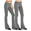 thumbnail image 1 of Gilbins Womens Fold Over Waistband Stretchy Cotton Blend Yoga Pants with A Wide Flare Leg 2 Pack, 1 of 6