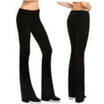 thumbnail image 1 of Gilbins Womens Fold Over Waistband Stretchy Cotton Blend Yoga Pants with A Wide Flare Leg 2 Pack, 1 of 6