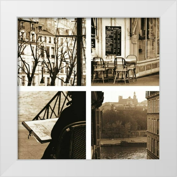 Gilboa, Marina Drasnin 26x26 White Modern Wood Framed Museum Art Print Titled - Paris a la Seine