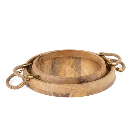 Gild Design House Benjamin Round Wood Trays, Set of 2