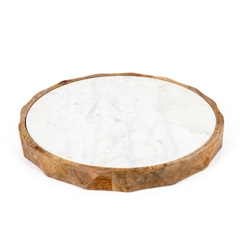 Gild Design House Carmelo 15" Round Marble and Wood Serving Board ...