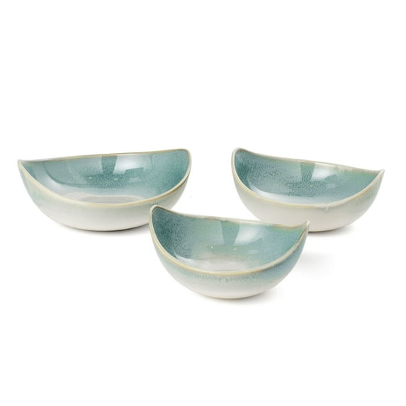 Gild Design House Dorian Blue and Green Decorative Ceramic Bowls Set of 3