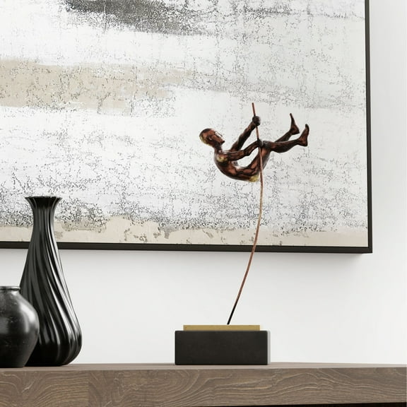 Gild Design House Flying Vaulter I Polystone Resin Sculpture in Antique Bronze